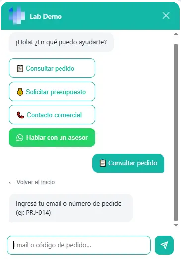 Chatbot para web de laboratorio